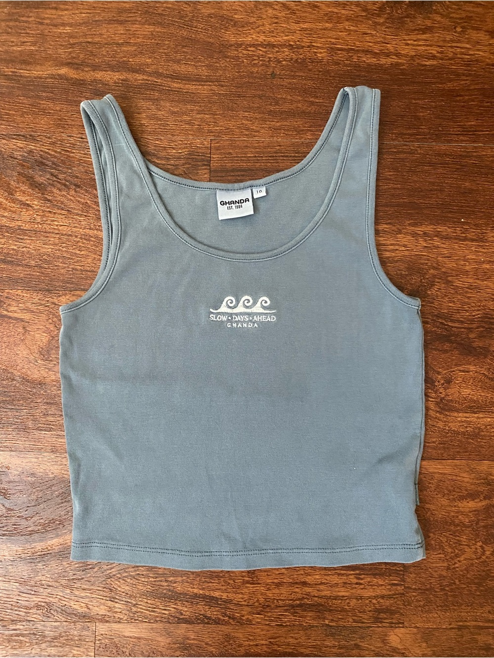Ghanda Women's Slate Blue Graphic Tank Top